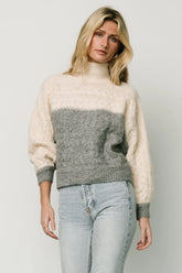 Jody Knit Sweater | Ivory + Gray
